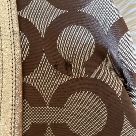 Coach Poppy Op Art Glam Tote Bag Shoulder Bag Tan Gold Beige - Picture 3 of 13